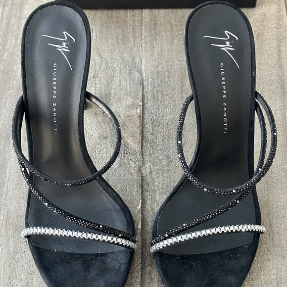Giuseppe Zanotti Women's US Size 8.5 Embellished High Heel Slide Sandals Black - Picture 4 of 16